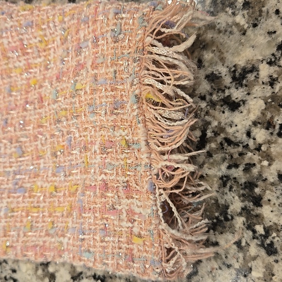 ELOQUII PINK TWEED METALLIC FRING CROPPED BLAZER. SIZE 30. - Picture 6 of 9